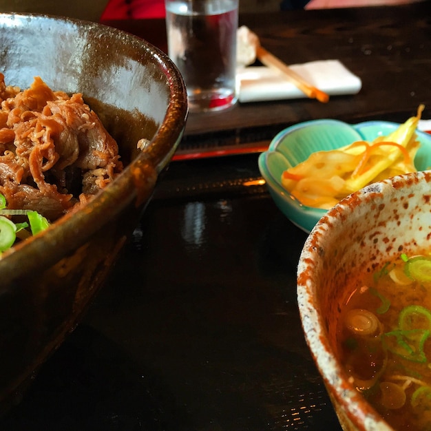 high angle view ramen served bowl table 1048944 23654883